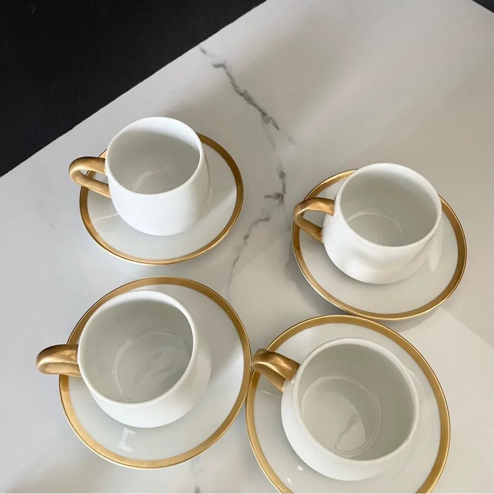 SET of 4 Espresso Demitasse Cups / Dessert Pots with Lids by Fitz & Floyd